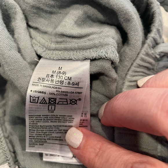 Gap Girls 100% Cotton Drawstring Pants Light Green Size 8 Linen Feel - Picture 4 of 4